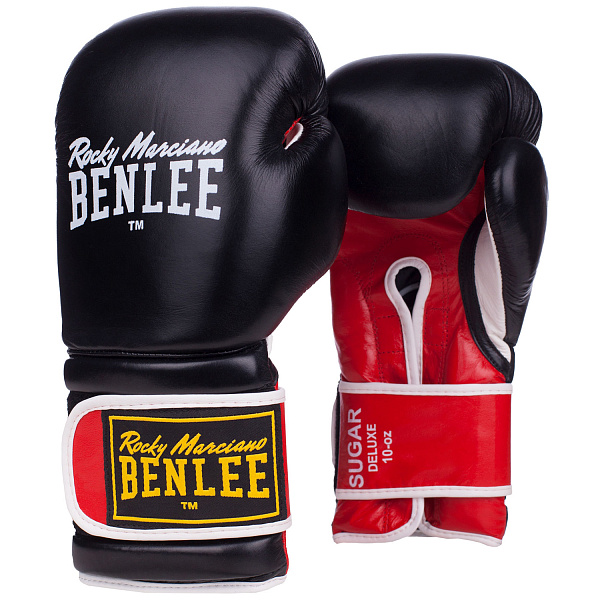 Фото Боксерські рукавички Benlee Sugar Deluxe 194022/1503 10 унцій чорний/червоний №1