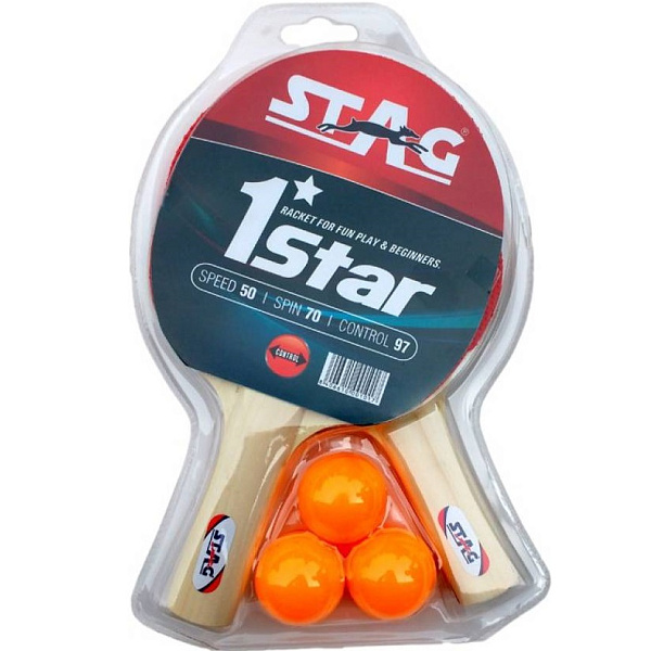 Фото Набір ракеток і 3 кульки Stag One Star Play Set Two Bats №1